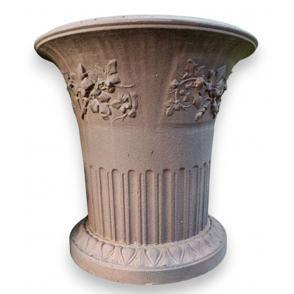 Vase Feuilles de houblon en fonte brun