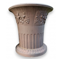 Vase Feuilles de houblon en fonte brun