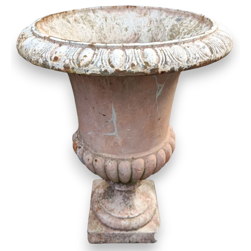 Cast iron urn with a faux marble finish