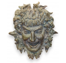 Tête de bacchus en bronze, décoration murale