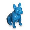 Bouledogue assis en résine bleu