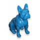 Bouledogue assis en résine bleu