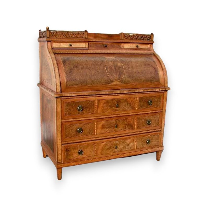 Louis XVI-style cylindrical desk-chest. Available from  Moinat SA  - Antiques and home décor