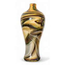 Vase bouteille jaune de style Murano