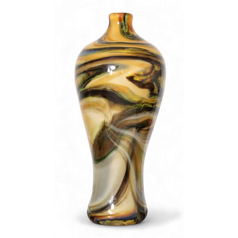 Vase bouteille jaune de style Murano