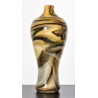 Vase bouteille jaune de style Murano