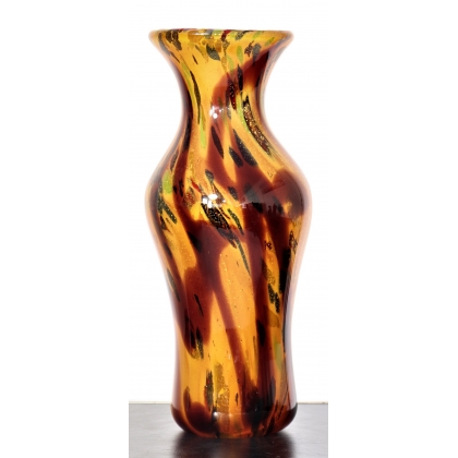 Vase évasé ambre de style Murano