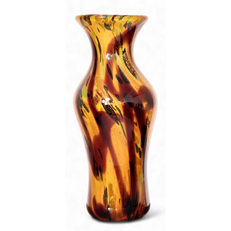 Vase évasé ambre de style Murano