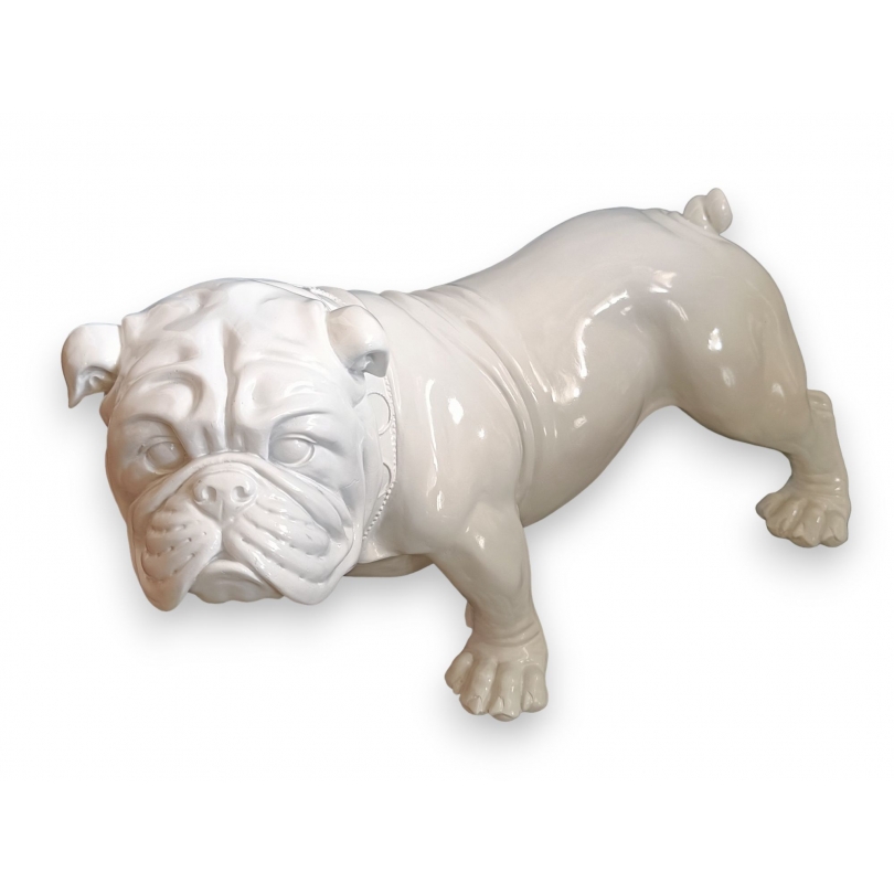 Bouledogue en résine blanche