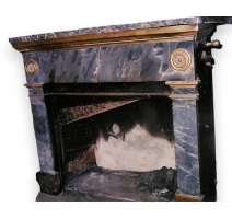 Paris fireplace, Directoire, brass and marble.
