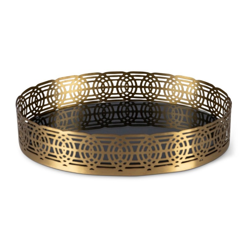Art Deco-style serving tray in openwork brass