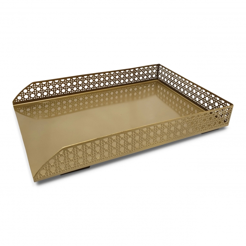 Panier à feuilles en laiton ajouré doré