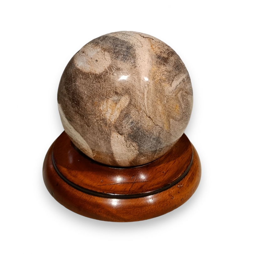 Presse-papier boule en bois petrifié