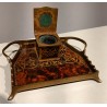 Brass inkwell with rosewood plating