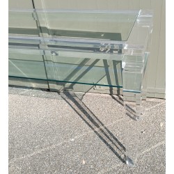 Plexiglas console table with 2 glass tops