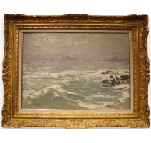Tableau "Côte rocheuse" signé René HANIN