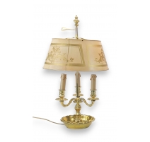 Lampe bouillotte abat-jour beige doré