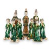 Suite de neuf statuettes en céramique émaillée