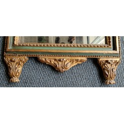 Miroir Louis XVI fronton anges en bois doré