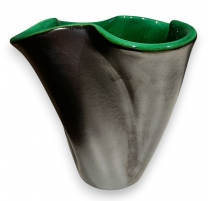 Vase en céramique verte et noire signé Elchinger