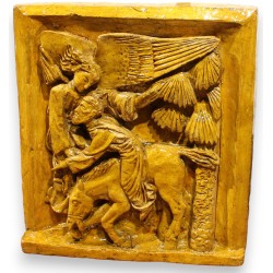 Plâtre Bas relief \"Ange et âne\" signé BAUD