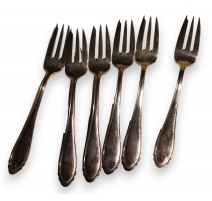 Suite de 6 fourchettes en argent 800 La Reine