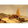 Tableau \"Plage en Hollande\" signé Willem HEIJKOOP