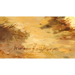 Tableau \"Plage en Hollande\" signé Willem HEIJKOOP