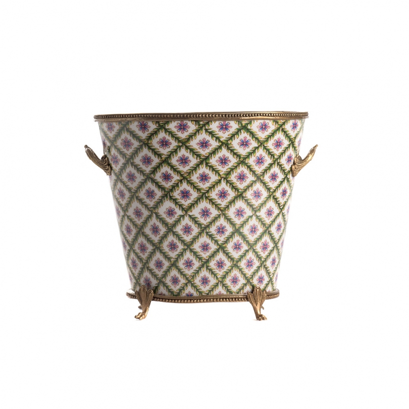 Cache-pot ovale en porcelaine geometrique