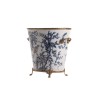 Oval porcelain plant pot with a bird design
