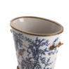 Oval porcelain plant pot with a bird design