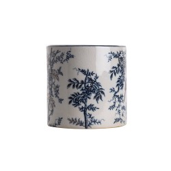 Round porcelain plant pot with a bird design
