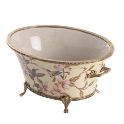 Coupe ovale en porcelaine colibri