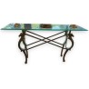 Cast-iron ‘Horse Heads’ console table with glass top