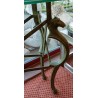 Cast-iron ‘Horse Heads’ console table with glass top