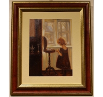 Tableau "Petite fille" d'après Carl HOLSOE