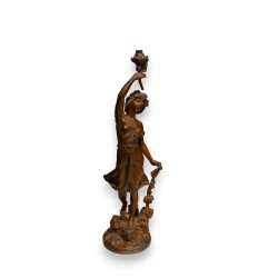 Pied de lampe \"Rose Trémière\" signé J. BARIAN