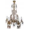 Lustre en bronze et cristaux à 6 lumières