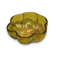 Iridescent glass cup with a multi-lobed design