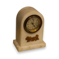 Small white marble table clock