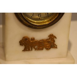 Small white marble table clock