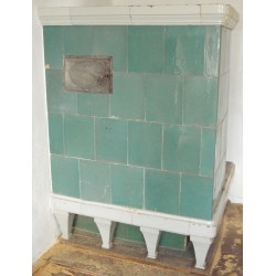 Directoire-style stove with green and white tiles. At  Moinat SA  - Antiques and home décor