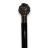 Walking stick with a round, gold-coloured knob set with an aquamarine