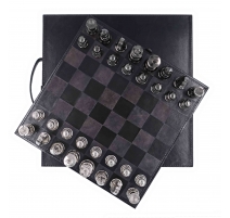 Coffret à échec en cuir noir