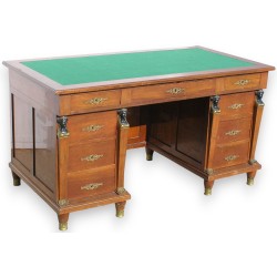 Empire-style desk, 9 drawers, with a green felt top, by Moinat SA – Antiques and home décor