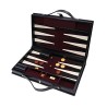 Malle de backgammon en cuir noir