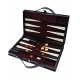 Malle de backgammon en cuir noir