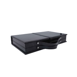 Malle de backgammon en cuir noir
