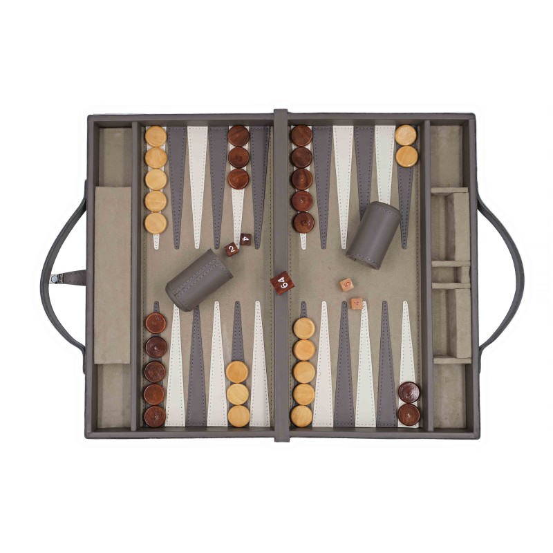 Grey leather backgammon case