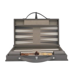 Grey leather backgammon case